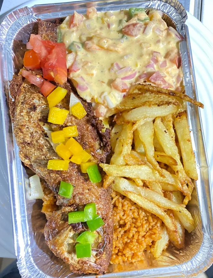Riz poisson + Frites